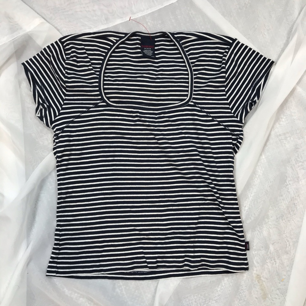 Tommy jeans navy blue and white striped T-shirt